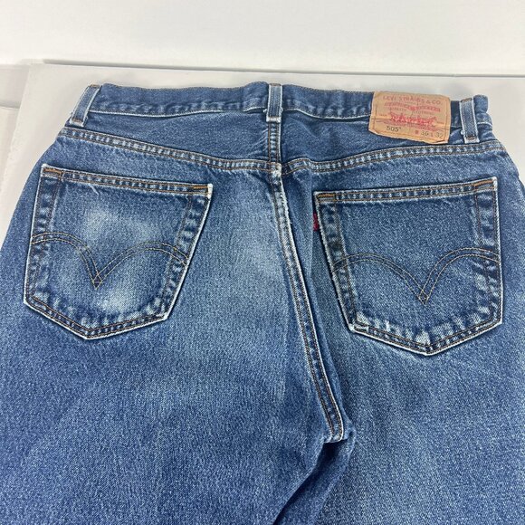 Y2K Levi's Jeans Men's 33 x 30* 505 Straight Blue Faded Cotton Denim Tag 36 x 32 - Picture 10 of 16